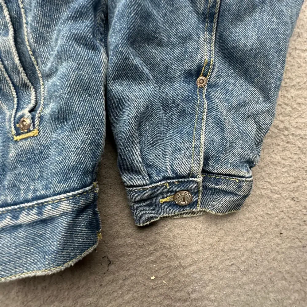 Vintage Arizona Jean Company Sherpa Lined Denim Jean Trucker Jacket Mens Small
